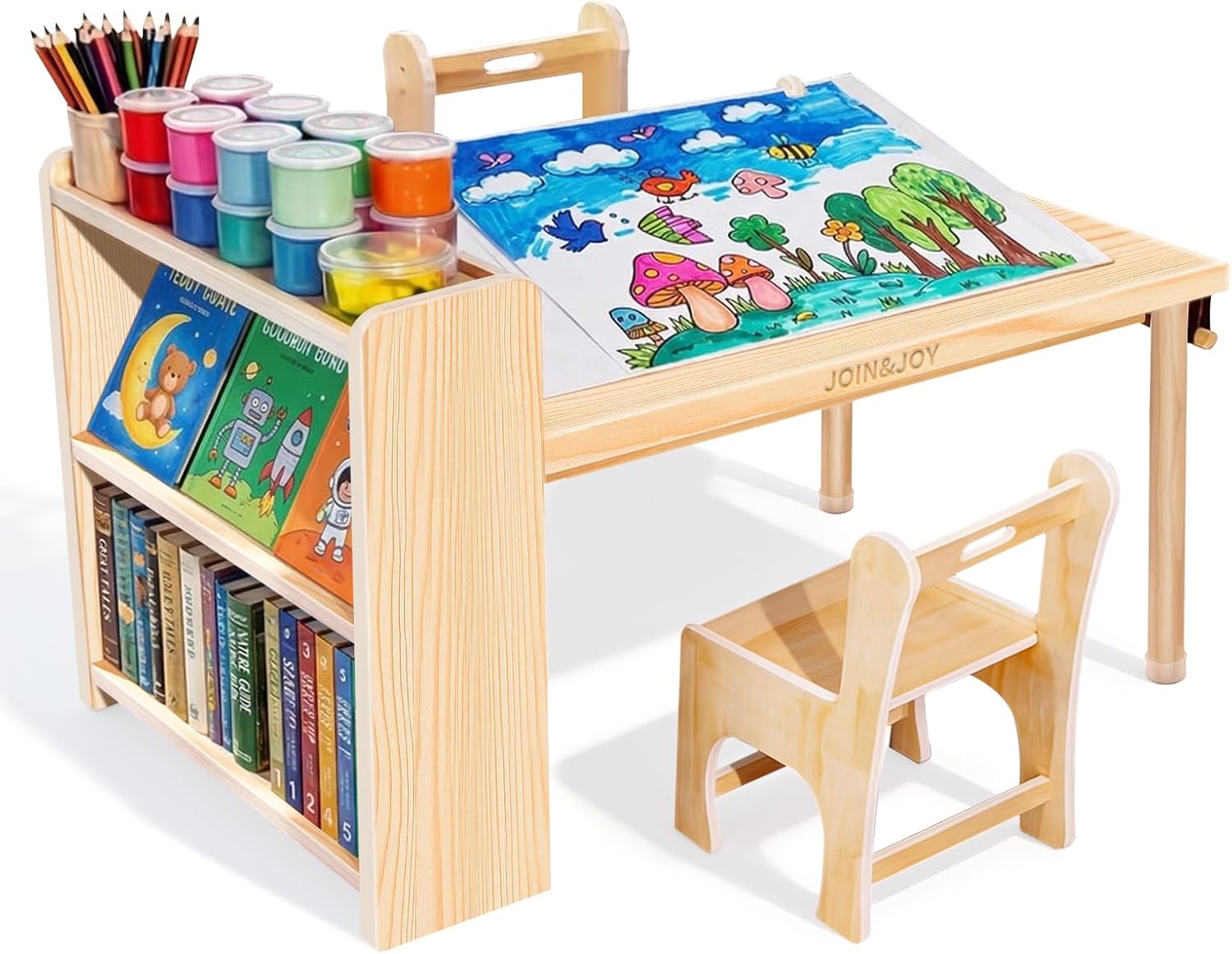 Art Craft Toddlers - Kids Wooden Art Table 2 Chair