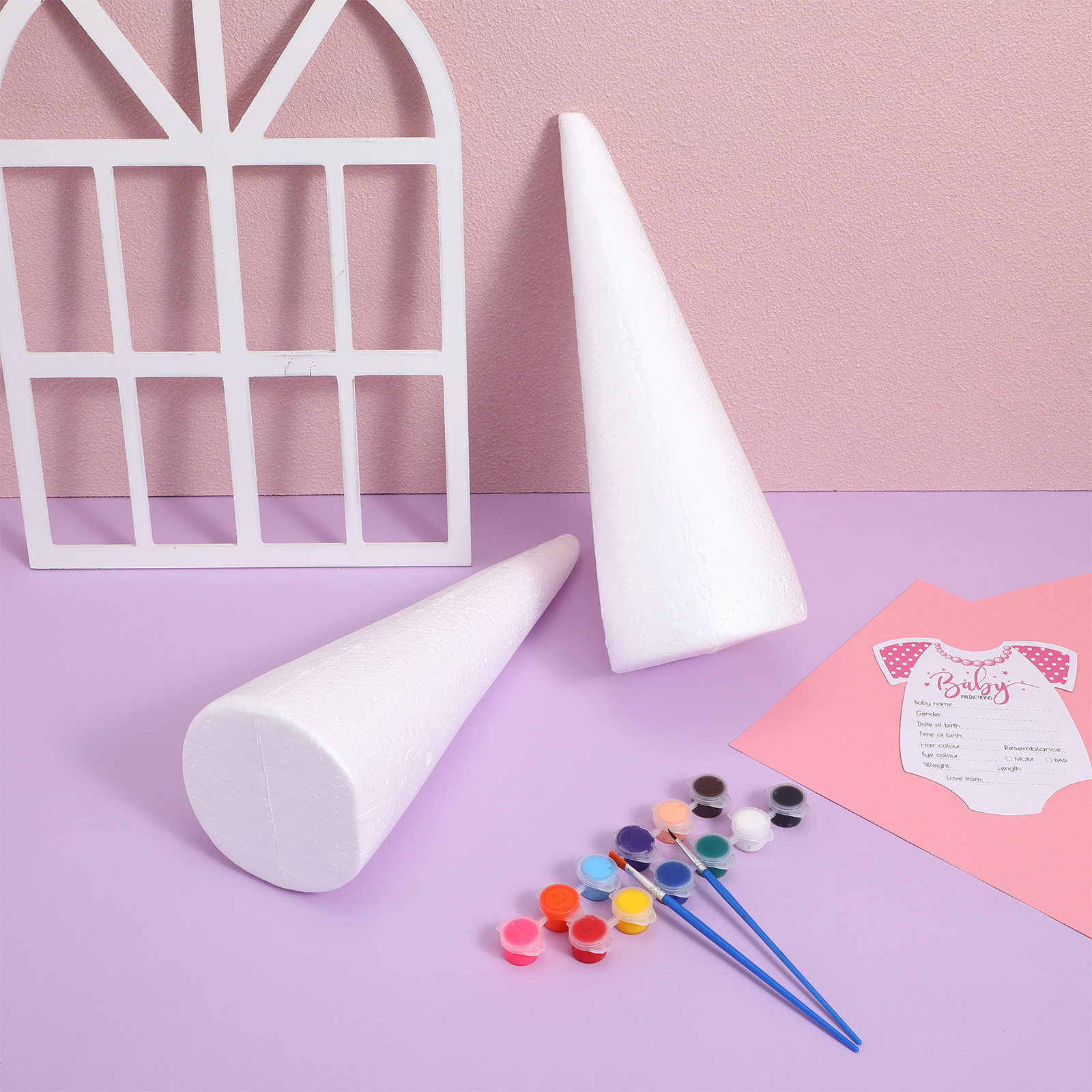 Art Craft For Preschoolers - 2Pcs Foam Cone White Solid Craft
