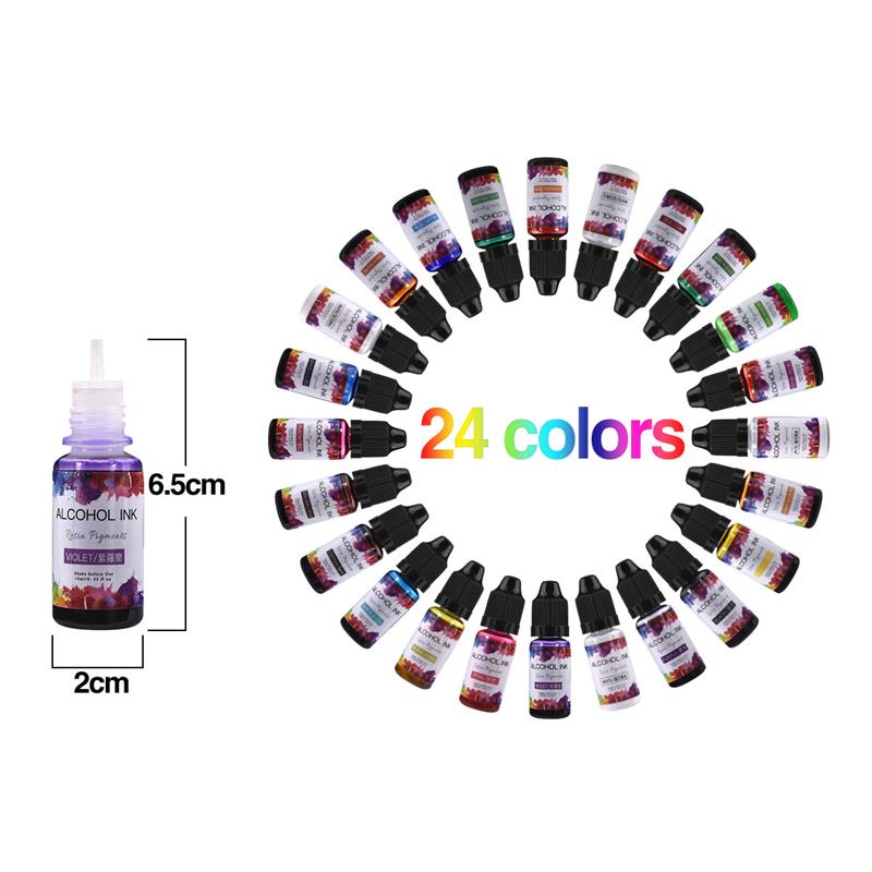 24 Màu/Bộ 10Ml Nhựa Sắc Tố Ngh - đánh giá và giá Alcohol Ink Set