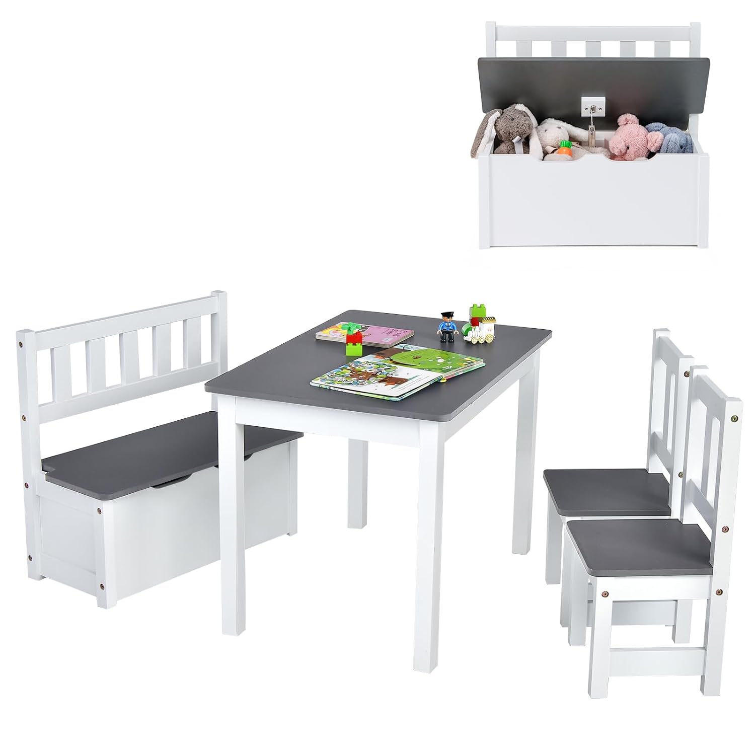 Wood Kids Table & Chair Set wi - đánh giá và giá Art Craft Toddlers