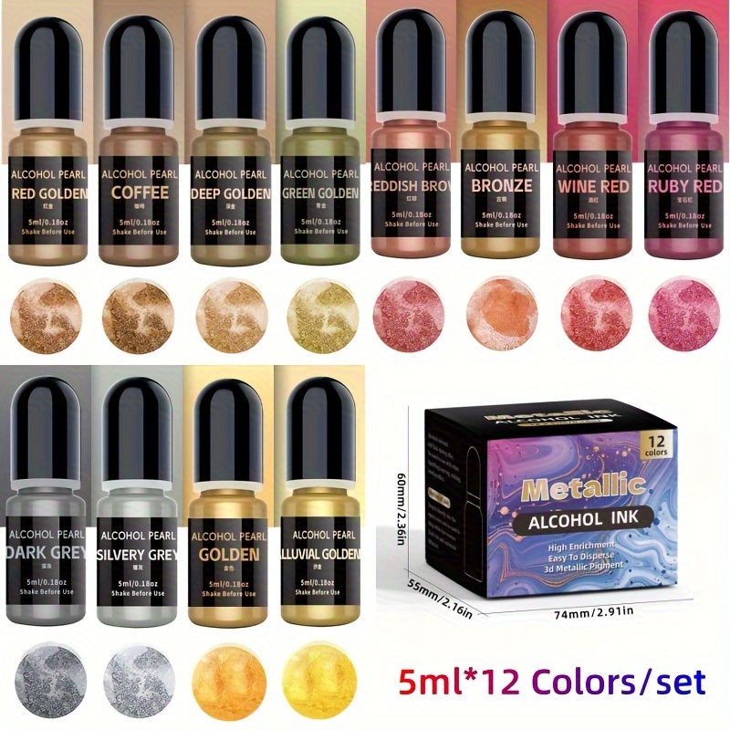 12Metallic color3DRendering Se - đánh giá và giá Alcohol Ink Set