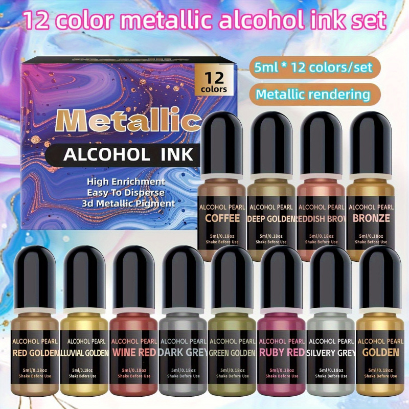 12Metallic color3DRendering Se - đánh giá và giá Alcohol Ink Set